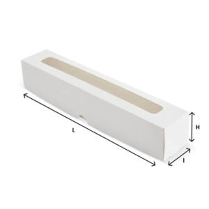 Cutie alba cu fereastra pentru macarons, 280x50x50mm