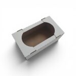Cutie din carton pentru prajituri si fursecuri cu fereastra 17x9.5x6.5cm, 170x95x65mm, carton alb microondulat