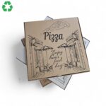 Cutie din carton pentru pizza, 32cm, 320x320x40mm, carton natur microondulat imprimat