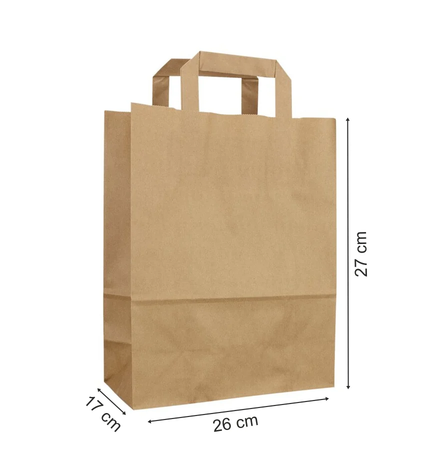 Sacosa/Punga din hartie cu maner tip banda, 26x17x27cm